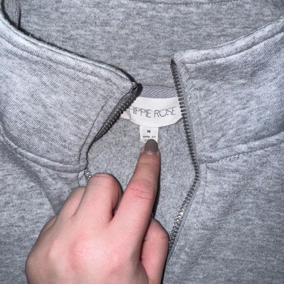 Hippie Rose Grey Quarter Zip Sweatshirt in size MEDIUM - Picture 2 of 6